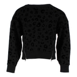 Velvet Leopard Sweatshirt with Gold Zippers - Denny's