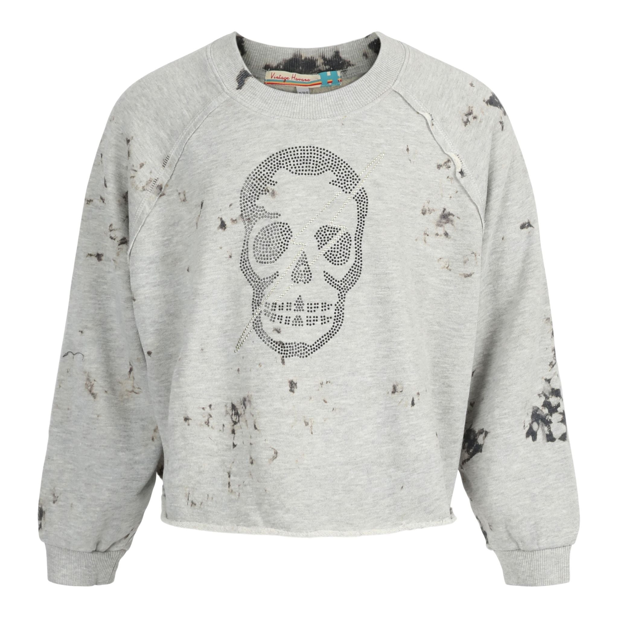Rhinestone Skull Tie Dye Sweatshirt - Denny's