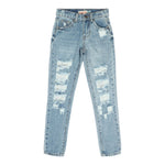 Distressed High Rise Girlfriend Jean - Denny's