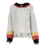 Frayed Knit Sweater Color Block - Denny's