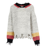 Frayed Knit Sweater Color Block - Denny's