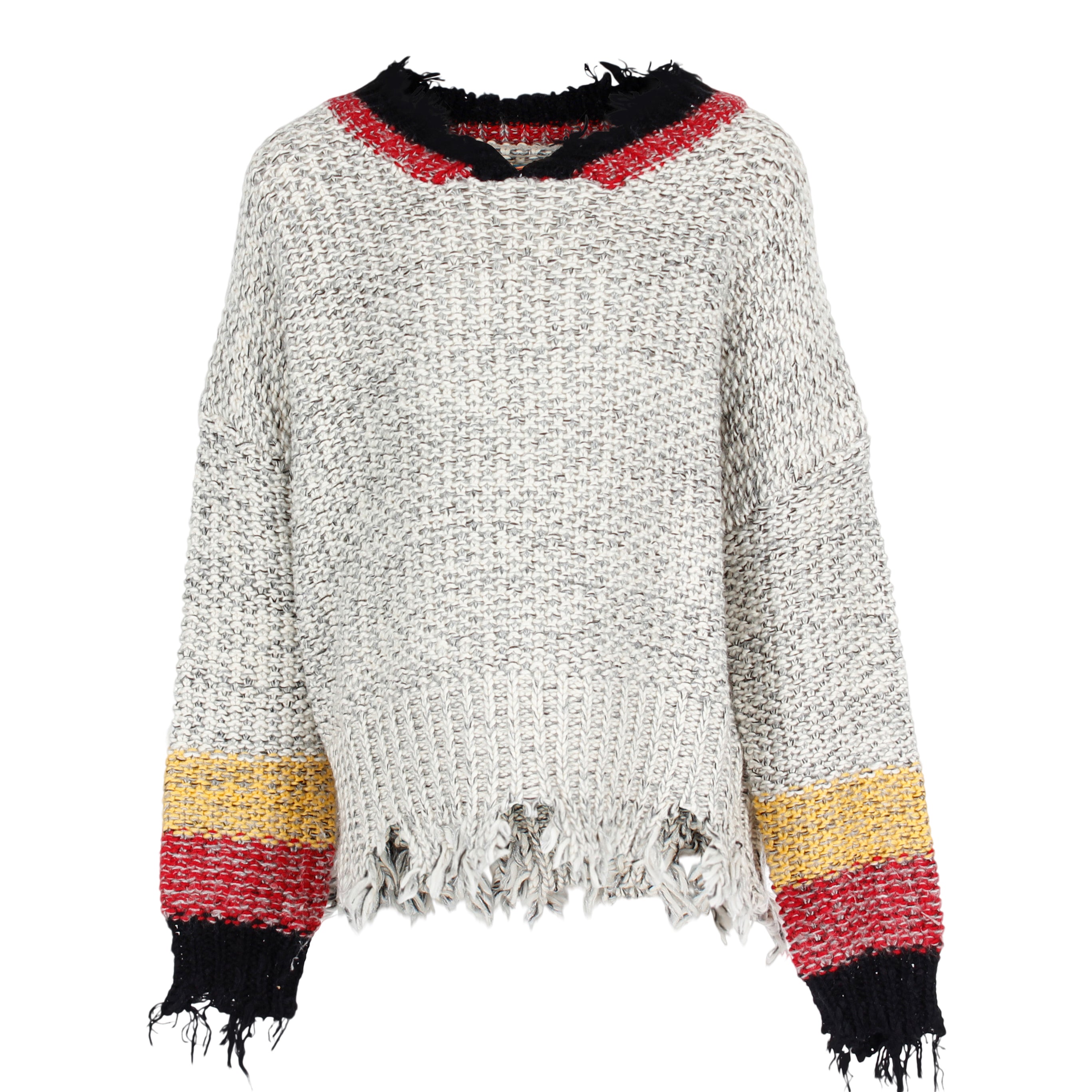 Frayed Knit Sweater Color Block - Denny's