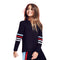 Sweatshirt with Blue Red & White Stripes on Sleeves - Denny's