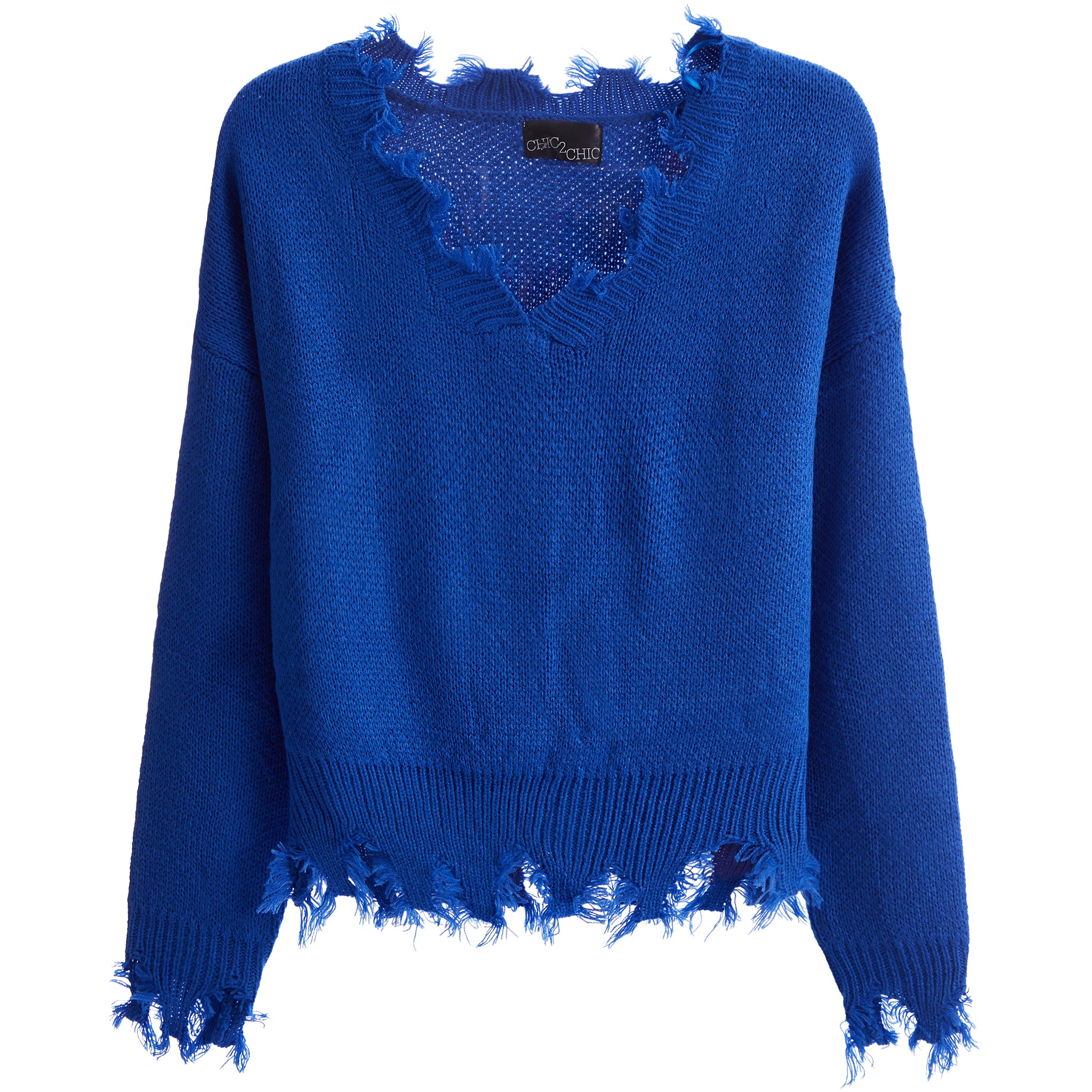 V-neck Distressed Sweater - Denny's