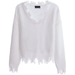 V-neck Distressed Sweater - Denny's