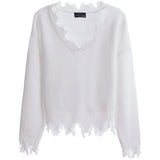 V-neck Distressed Sweater - Denny's