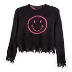Smiley Stitching Distressed Sweater - Denny's