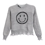 Smiley Stitching Distressed Sweater - Denny's
