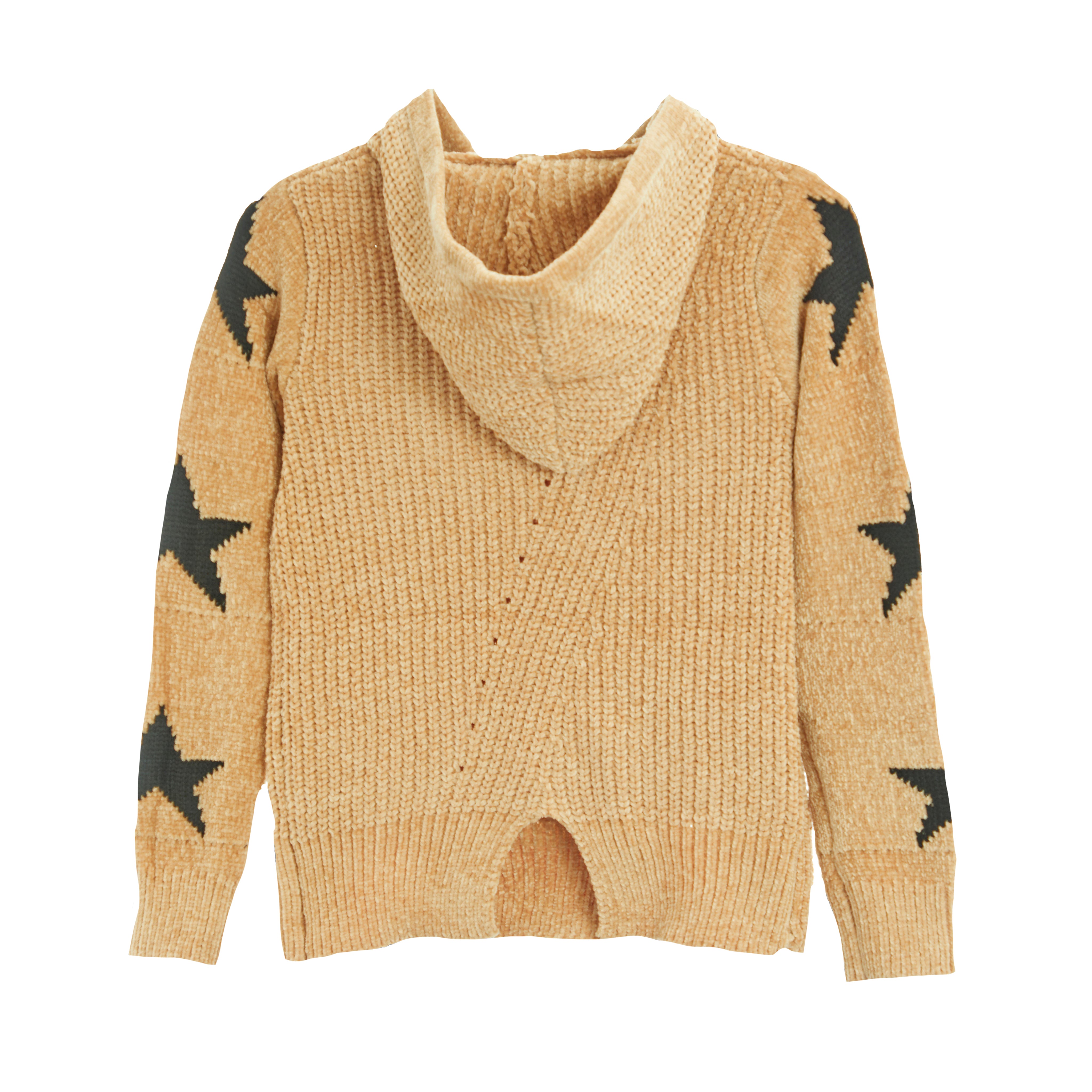 White Stars Sleeve Chenille Hoodie - Denny's