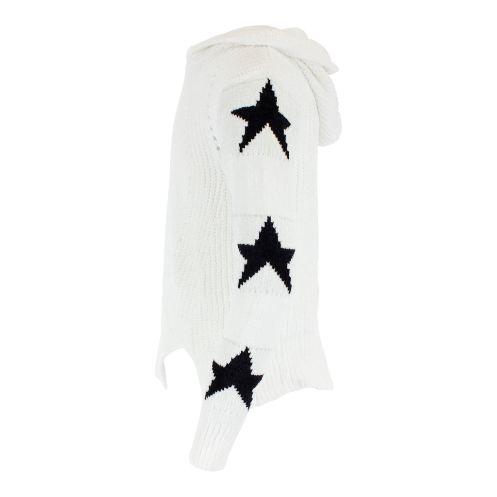 Chenille Hoody with Black Stars Down Arms - Denny's