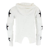 Chenille Hoody with Black Stars Down Arms - Denny's