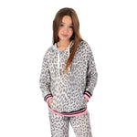Leopard Print Pink Trim Top Long Sleeve Hoodie - Denny's