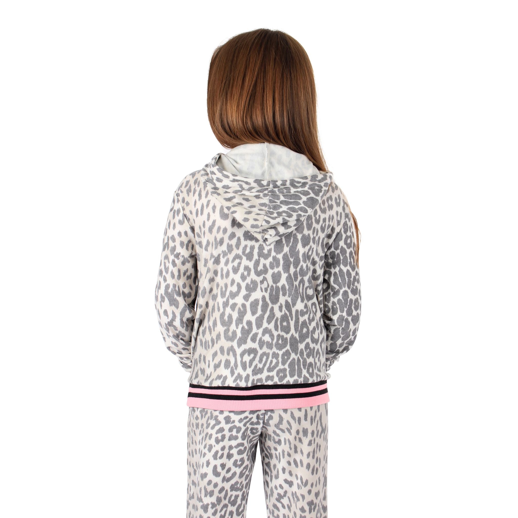 Leopard Print Pink Trim Top Long Sleeve Hoodie - Denny's