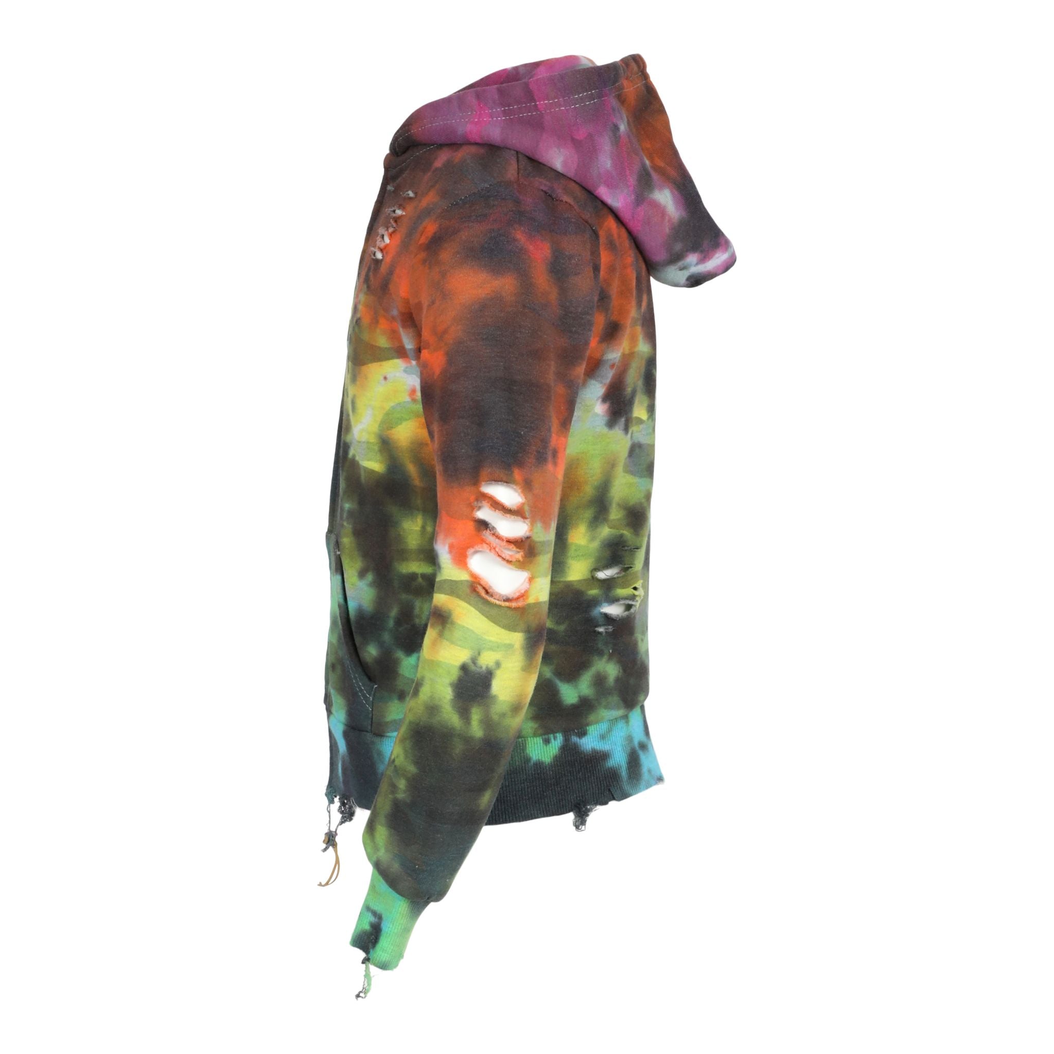 Black Crackle Rainbow Zip Hoodie - Denny's