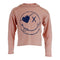 Long Sleeve Hacci Crop Hoody with Heart Smiley - Denny's