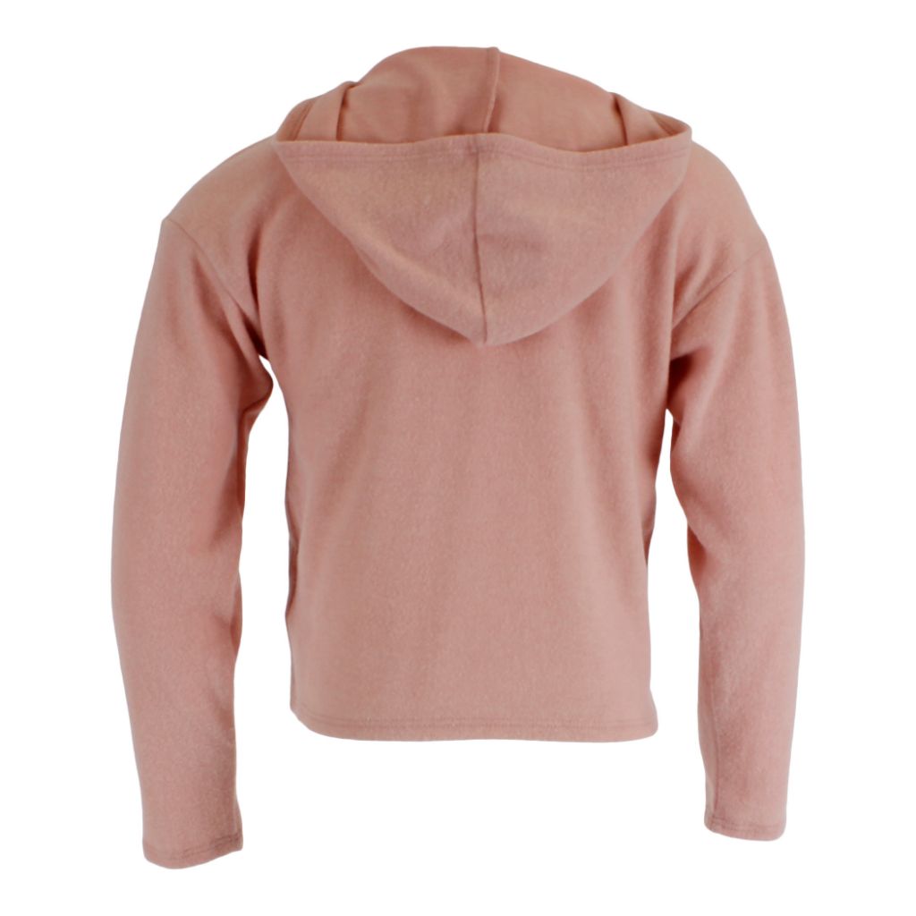 Long Sleeve Hacci Crop Hoody with Heart Smiley - Denny's