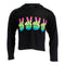 Long Sleeve Hacci Crop Hoody with Ombre Peace - Denny's