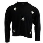 Long Sleeve Hacci Cropped Hoody with Silver Stars Patch - Denny's