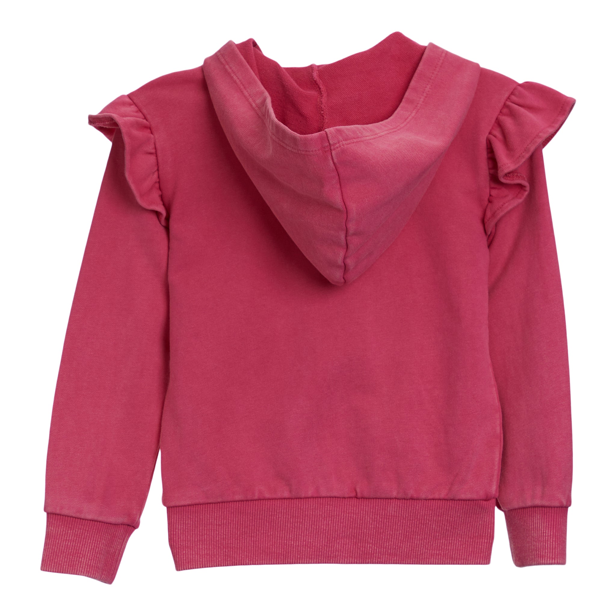 Ruffle Zip Acid Wash Hoodie - Denny's