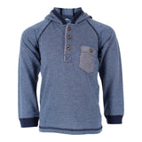 Herringbone Hooded Henley with Pocket - Denny's
