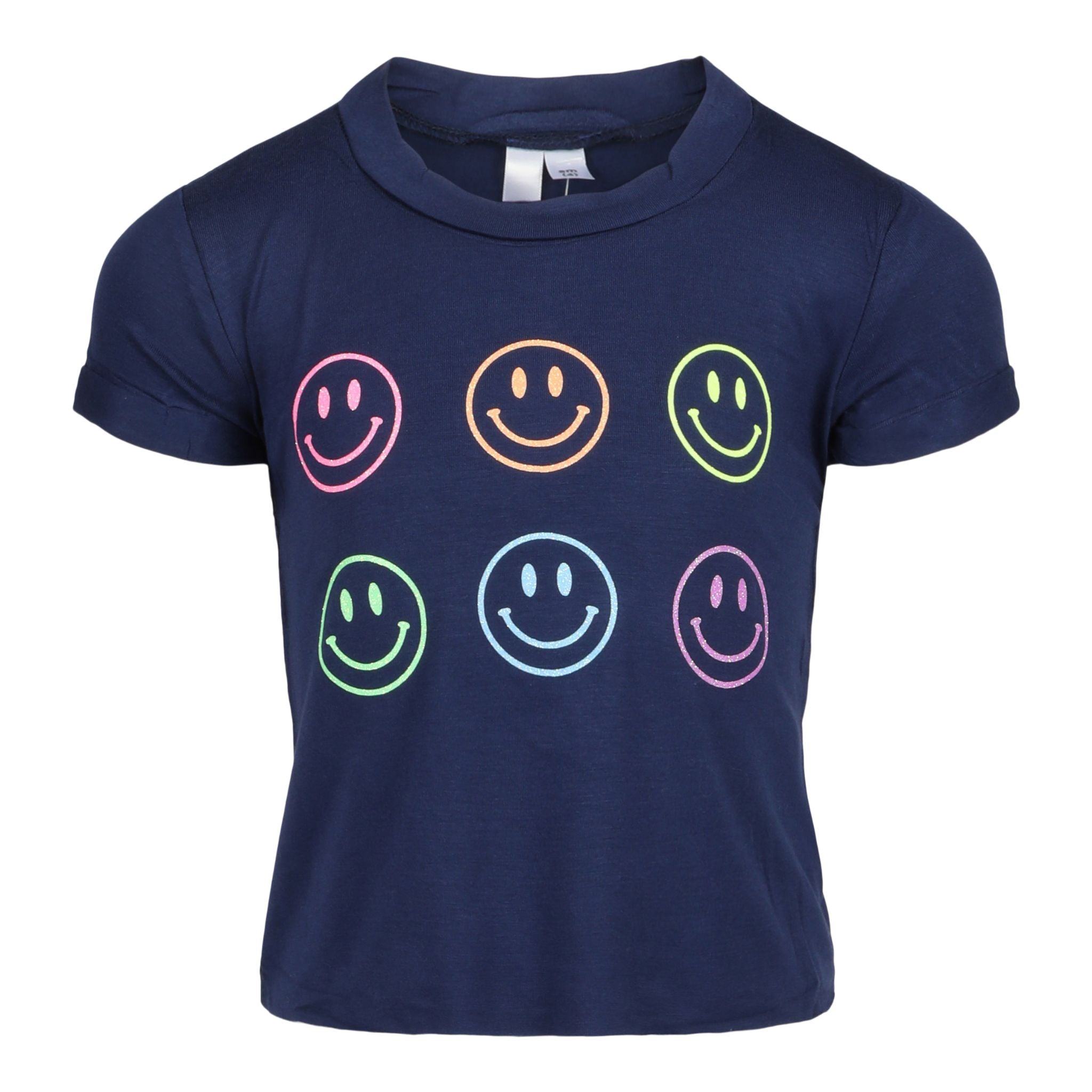 Glitter Smiley Faces Crop Tee - Denny's