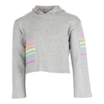 Long Sleeve Cropped Hoody with Neon Stripes Glitter - Denny's