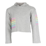 Long Sleeve Cropped Hoody with Neon Stripes Glitter - Denny's