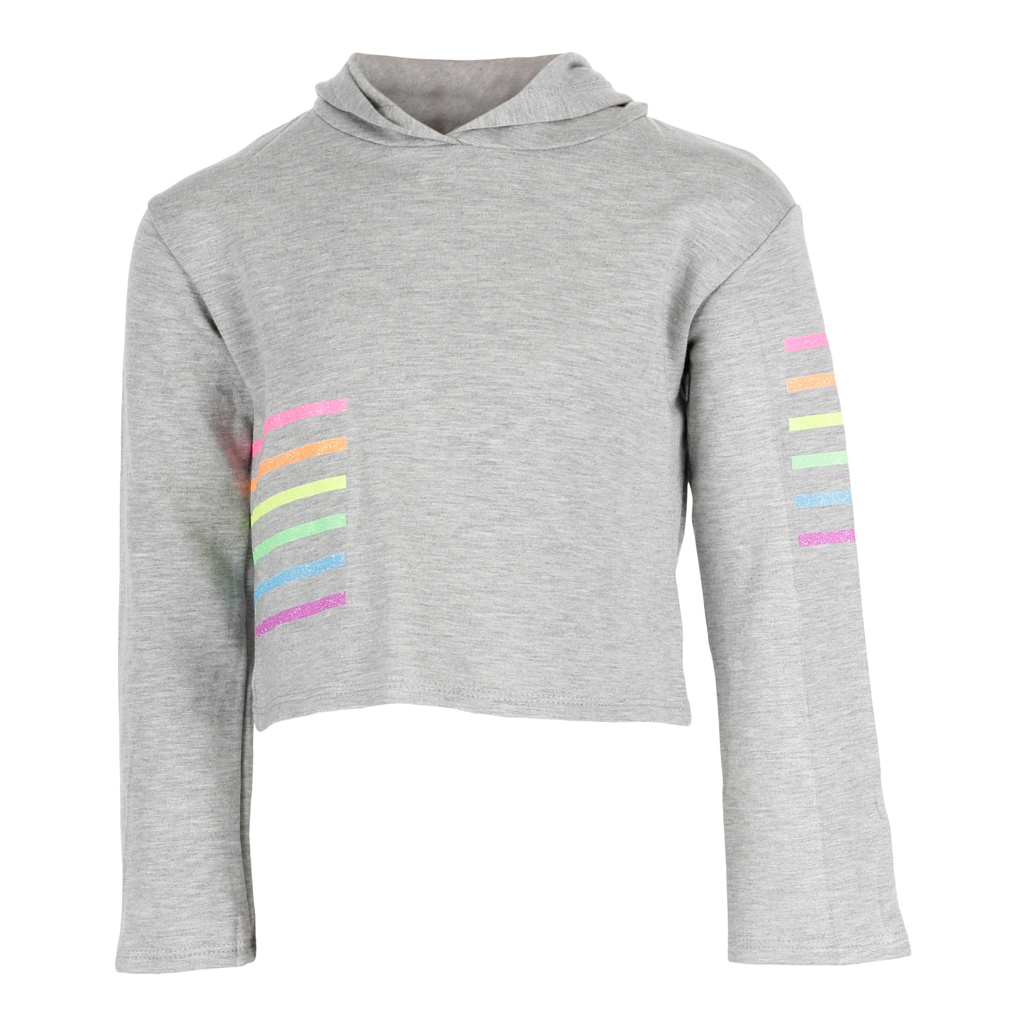Long Sleeve Cropped Hoody with Neon Stripes Glitter - Denny's