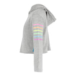 Long Sleeve Cropped Hoody with Neon Stripes Glitter - Denny's