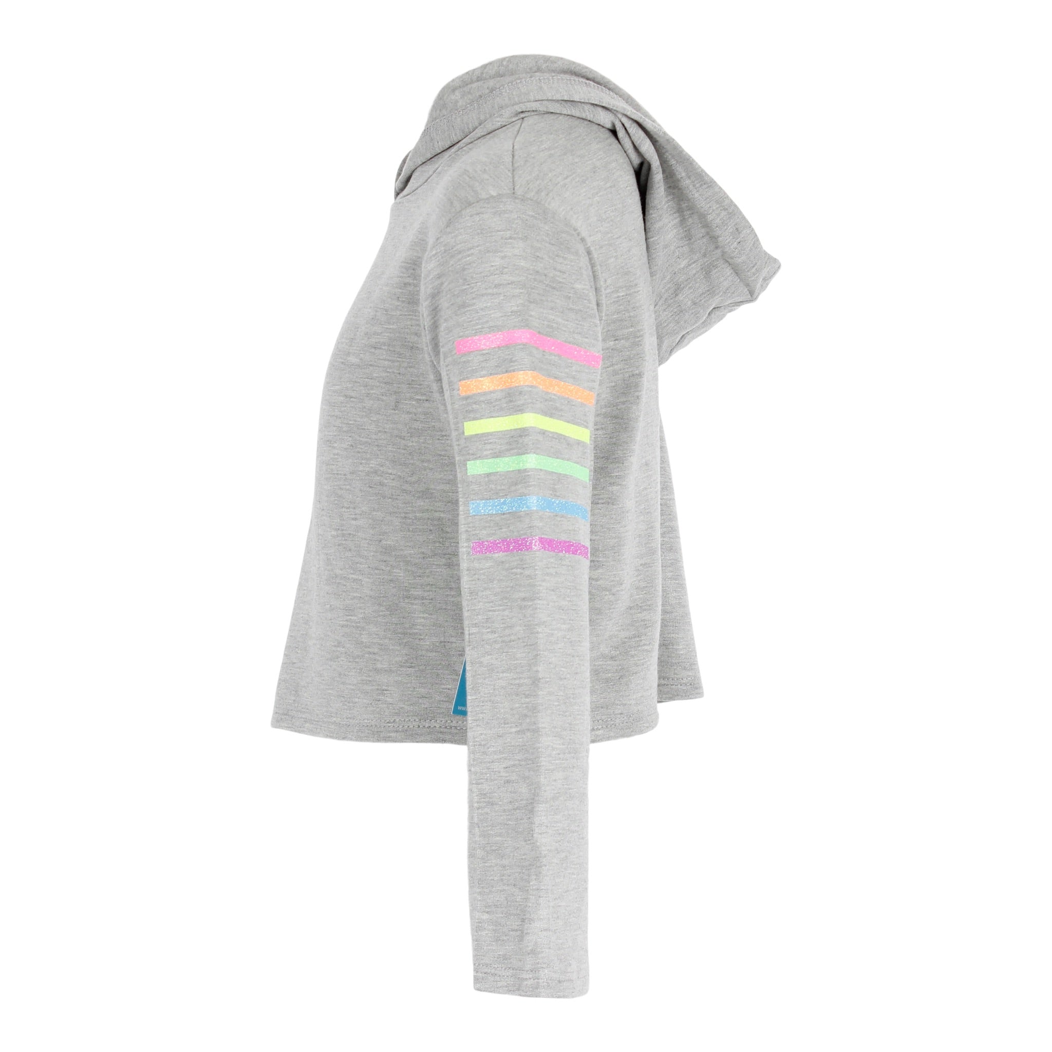 Long Sleeve Cropped Hoody with Neon Stripes Glitter - Denny's