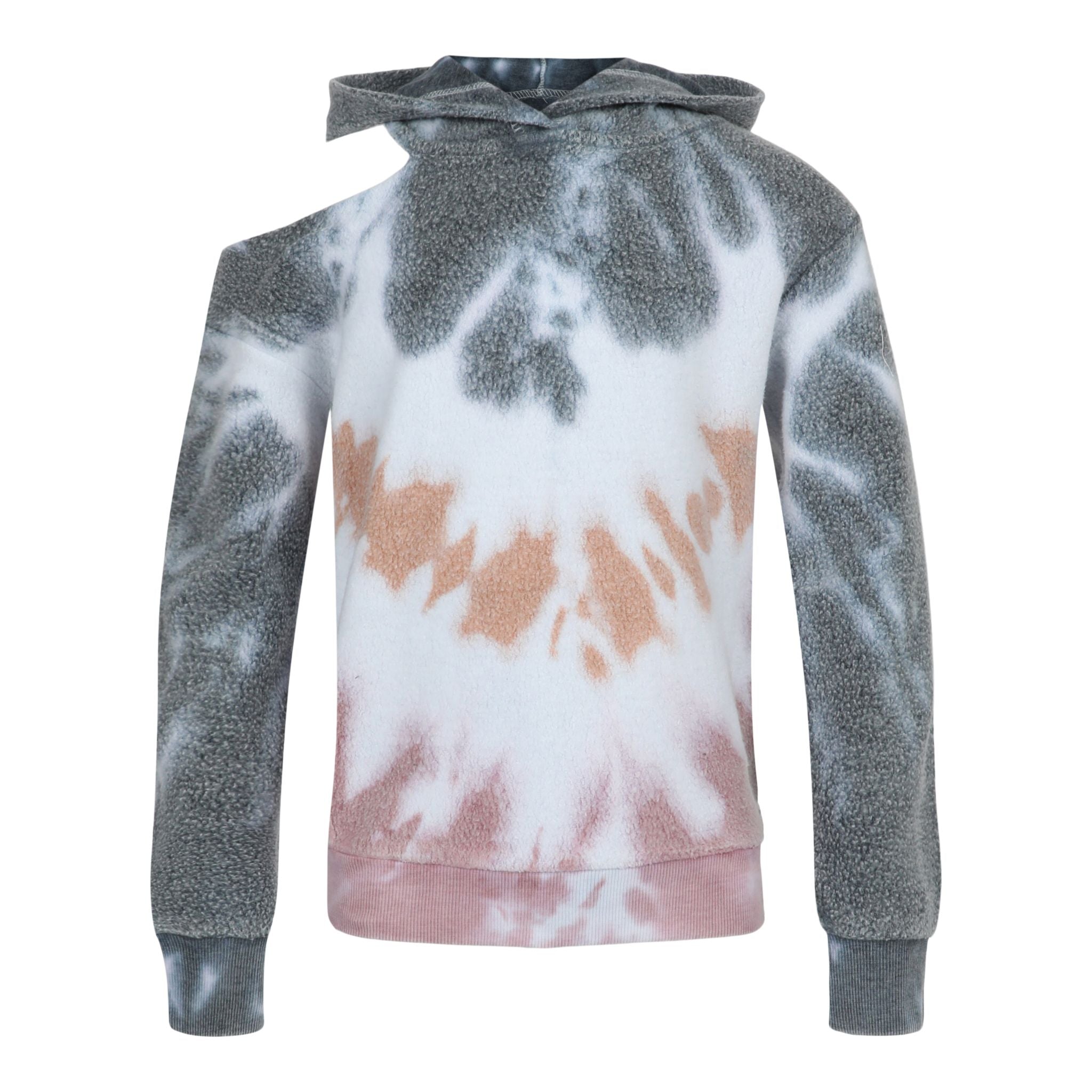 Prairie Sunset Cold Shoulder Reverse Fleece Hoodie - Denny's