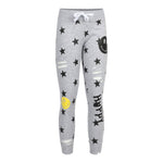 Yellow Smiley Allover Black Star Jogger - Denny's