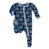 Footie Navy Corn Flower n Bee - Denny's