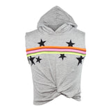 Cropped Hoody w Stripe Across Chest Neon Blk Stars - Denny's