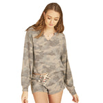 Long Sleeve Camo Grey Hacci with Drawstring - Denny's