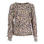Leopard Fleece Sweatshirt w Arm Lacing - Denny's