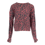 Leopard Brushed Fleece Sweater with Arm Taping - Denny's