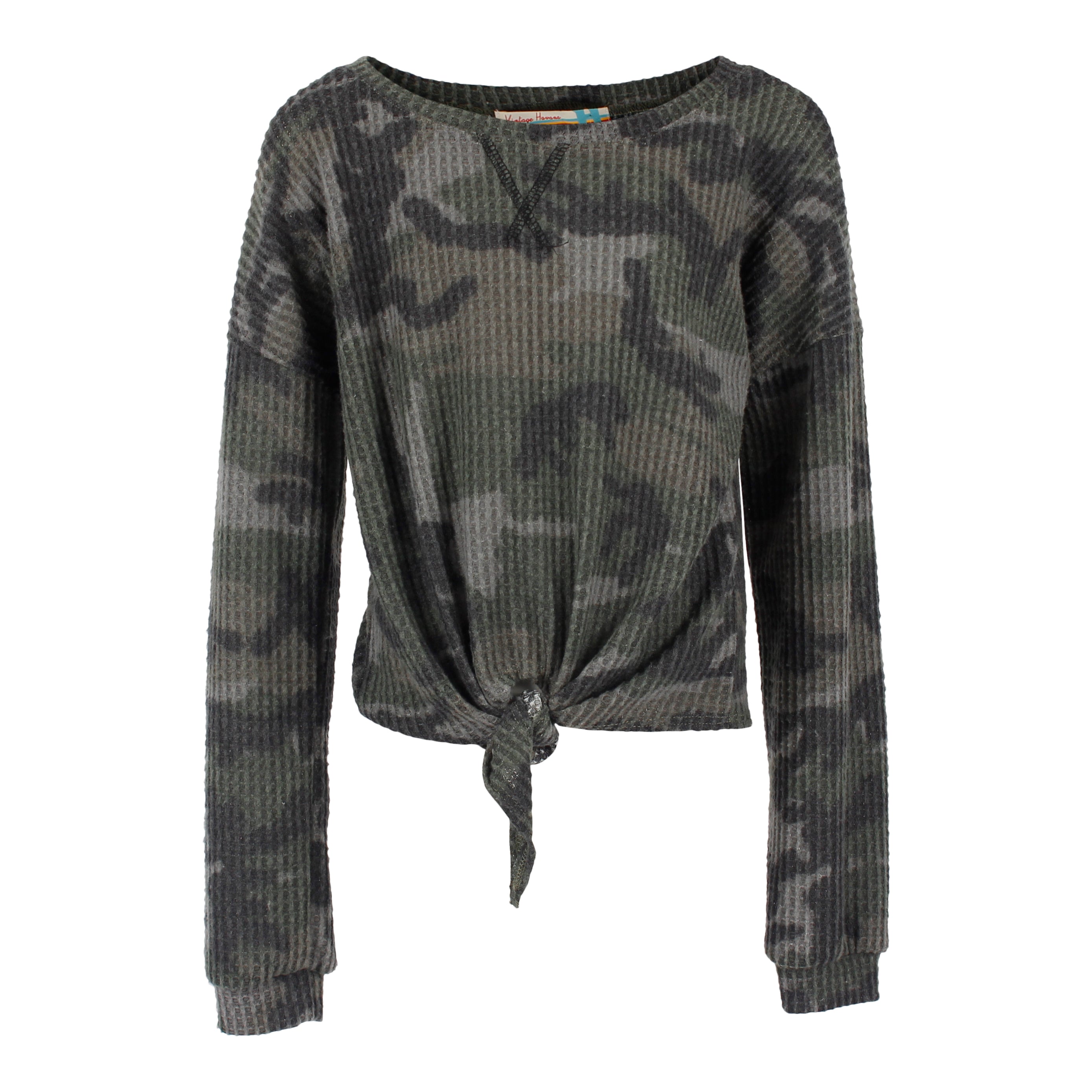 Waffle Sweater w Tie Waist - Denny's