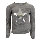 Long Sleeve Cropped Camo Hacci Top with Silver Stars - Denny's