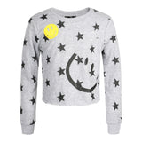Allover Black Stars Yellow Smiley Sweatshirt - Denny's