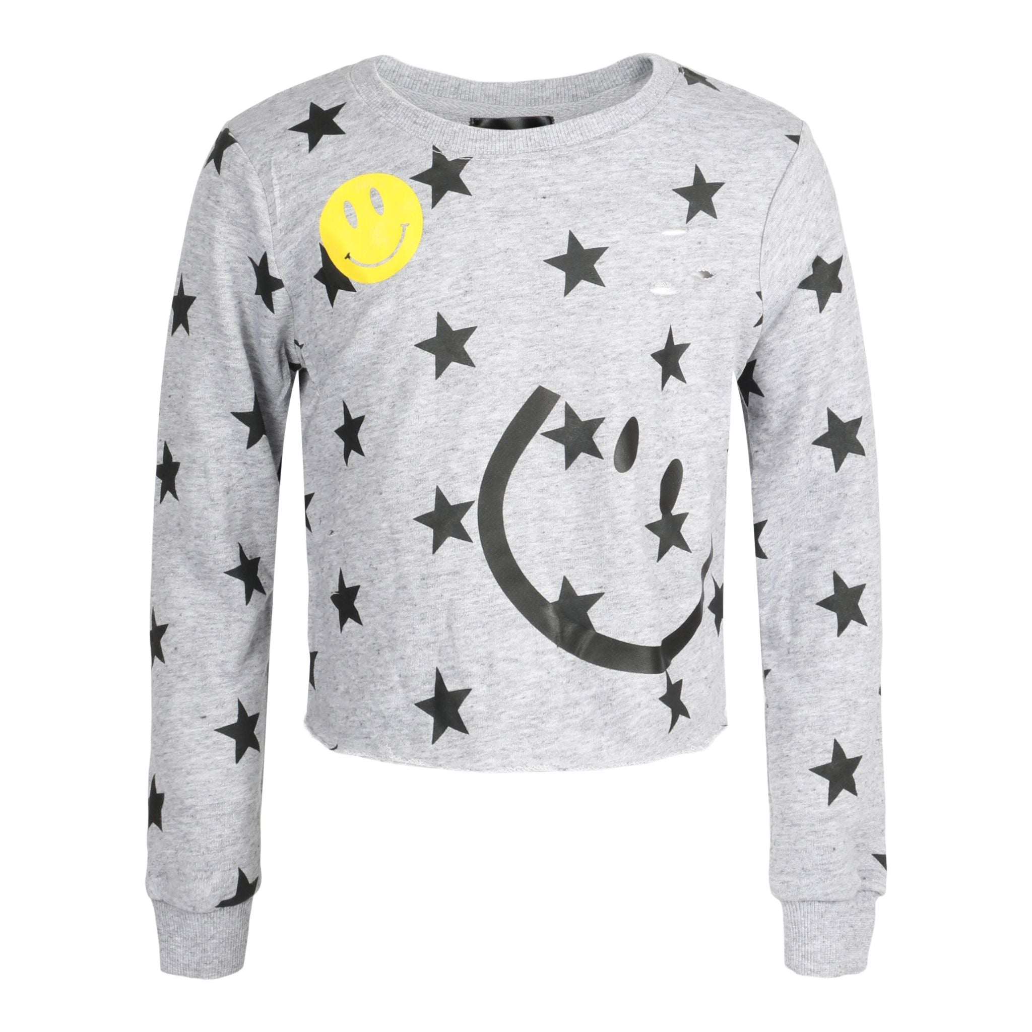 Allover Black Stars Yellow Smiley Sweatshirt - Denny's