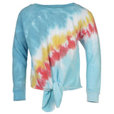 Long Sleeve Knot Top Blue Tri Color - Denny's