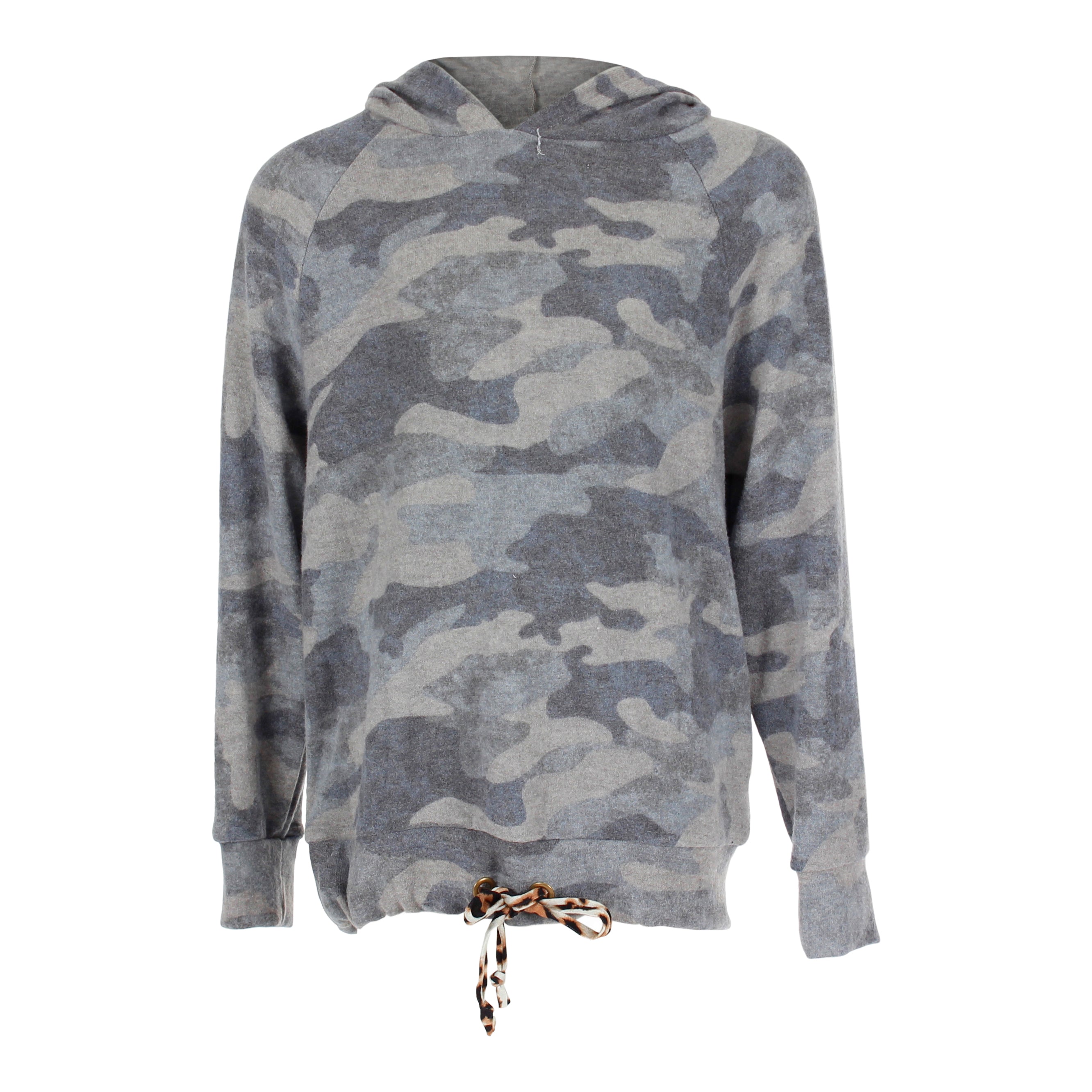 Olive Brushed Fleece Tie Front Hoody - Denny's