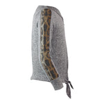 Tie Front Sweater with Leopard Stripe - Denny's