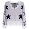 Black Stars V-neck Distressed Sweater - Denny's