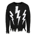 Three White Bolts Shredded Sweater - Denny's