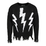 Three White Bolts Shredded Sweater - Denny's
