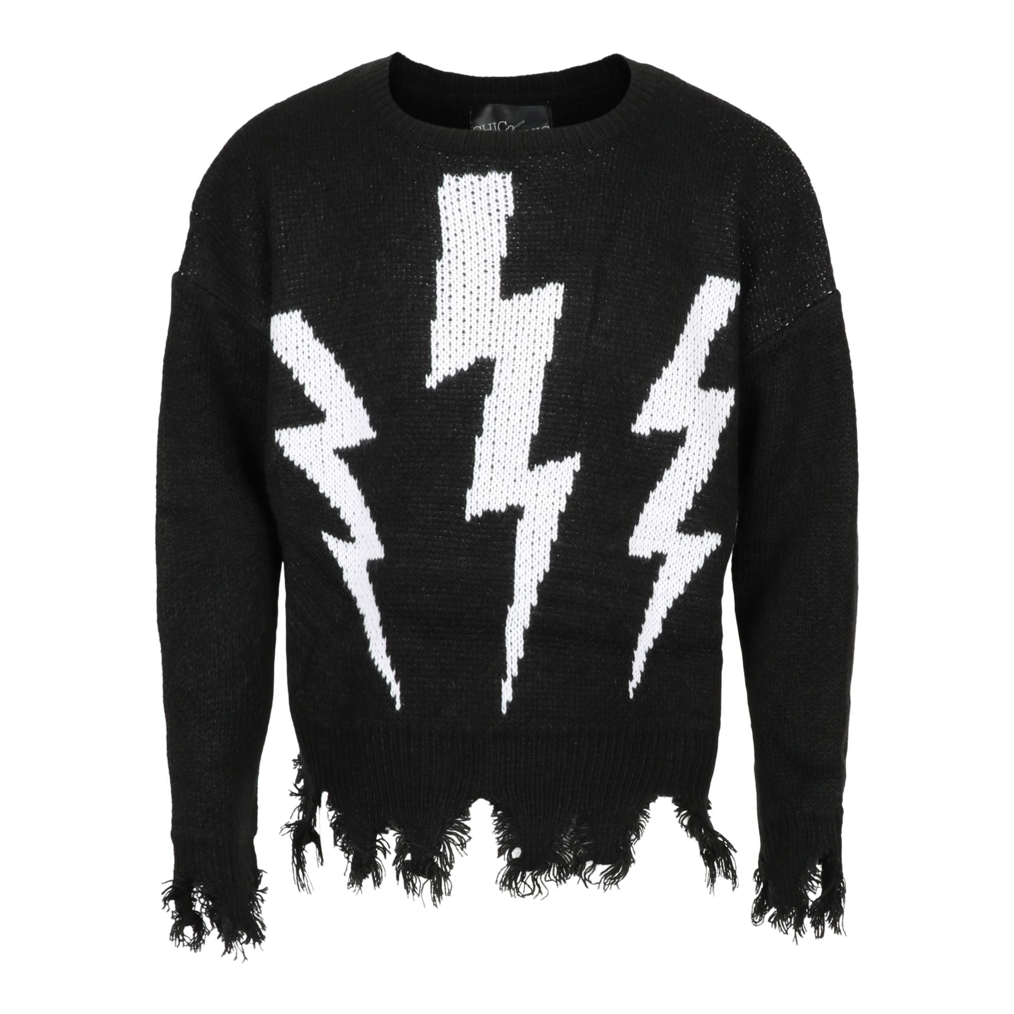 Three White Bolts Shredded Sweater - Denny's