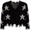 White Stars V-neck Distressed Sweater - Denny's