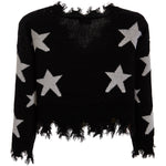 White Stars V-neck Distressed Sweater - Denny's